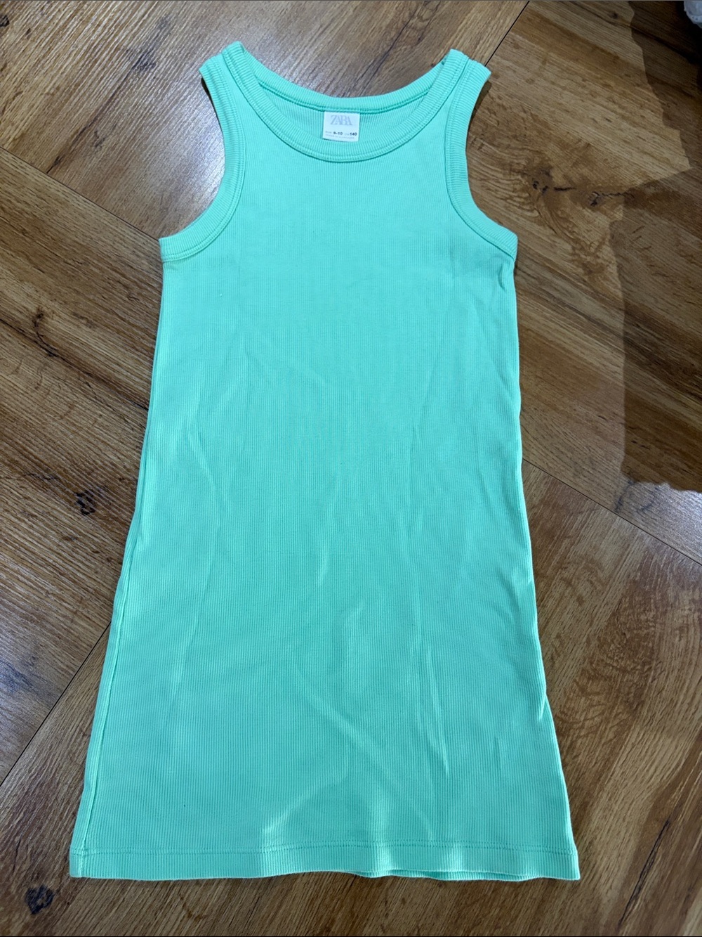 Zara Kids Mint Tank Dress - Light Green Ribbed Style